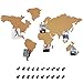 BAKAJI Bacheca Puzzle Mappamondo Globo in Sughero Adesivo da Parete con 20 Puntine Segna Paese Viaggio Cartina Geografica Decorazione Casa da Muro Dimensione 102 x 50 cm Design Moderno