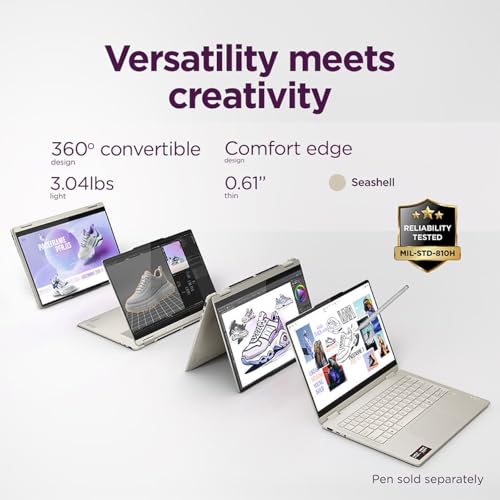 Image of Lenovo Yoga 7 2-in-1 Copilot+ AI PC Laptop, 14 inch 2K OLED Touch (100% DCI-P3), AMD Ryzen AI 5 340 (Up to 50 Tops), 16GB LPDDR5, 512GB SSD, for Creator Business Professional, Windows 11, EAT 16GB USB PEN