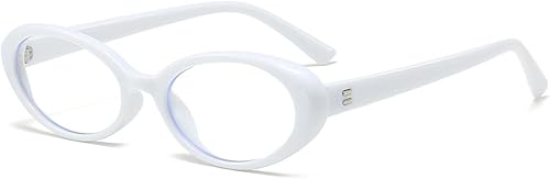 JOVAKIT Lentes ovalados con bloqueo de luz azul para mujeres y hombres, estilo vintage de los años 90, estilo retro ovalado
