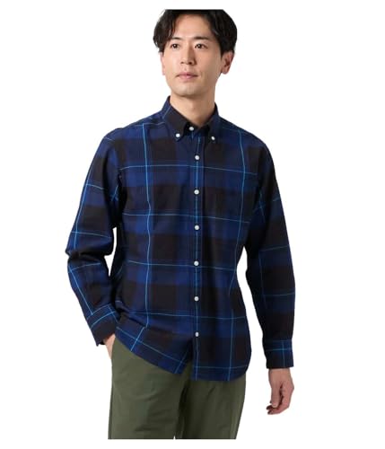[ニューヨーカー] ロングスリーブ サッカー ビッグチェック 長袖ショートボタンダウンシャツ メンズ 16765707 ネイビー M