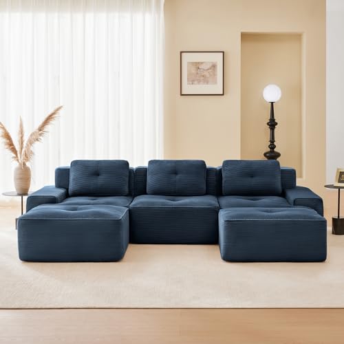Image of Corduroy Modular Sectional Sofa, Oversized Cloud Couches for Living Room
