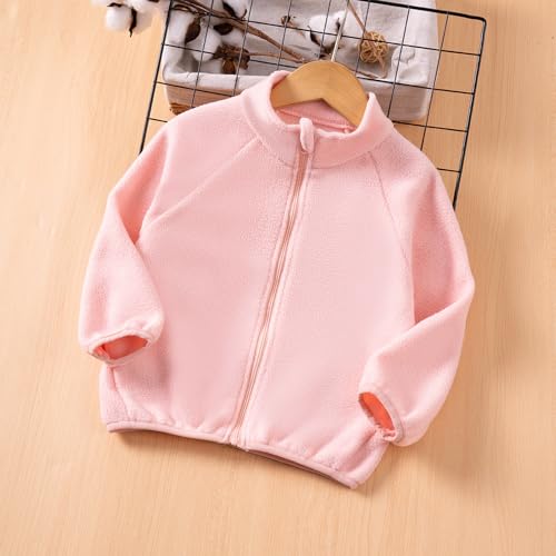 1-7T Little Girls Fleece Jacket Soft Lightweight Polar Coat Full Zip Long Sleeve Outwear Boys Fall Winter Clothes2