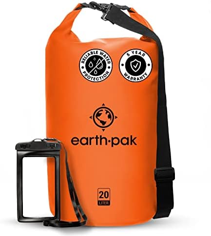 Earth Pak -Waterproof Dry Bag - Roll Top Dry Compression Sack Keeps Gear Dry for Kayaking, Beach, Rafting, Boating, Hiking, Camping and Fishing with Waterproof Phone Case