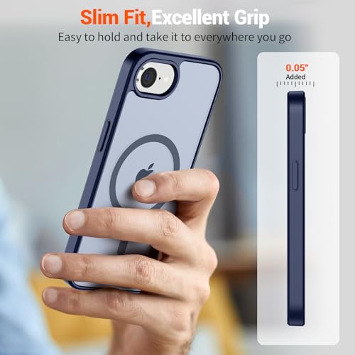 Image of SUPFINE Magnetic for iPhone 17e Case /iPhone 16e Case 2025 (Compatible with MagSafe)(Military Grade Drop Protection) Slim Translucent Matte Shockproof with Anti-Fingerprint Phone Case,Navy Blue
