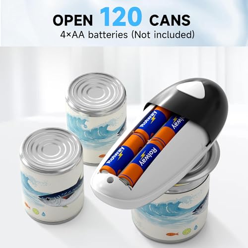 ROLWAY Can Opener, Easy Control Electric Can Opener with Non-Slip Design, Safe and Efficient Can Opener for Seniors, Smooth Edge, Hands Free for Home or Travel, Black — view 5