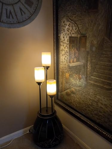 Image of 3 Pack Amber Alabaster Glass Replacement Globe & Shade, 6-1 /16 inch Tall, 1-5 /8 inch Fitter, Farmhouse Frosted Cylinder Glass Lamp Cover for Chandelier Pendant Light Wall Sconce Light Fixtures