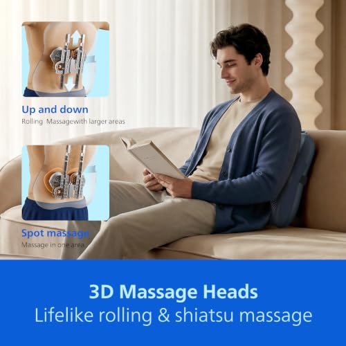 PHILIPS Back Massager with Heat, 4D Kneading Massage Pillow for Back, Neck - image 3