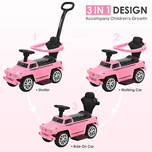 Soar Toddler Push Car Pushing Car Ride On Toy With Cup Holder Sun Canopy Pink #TOP1