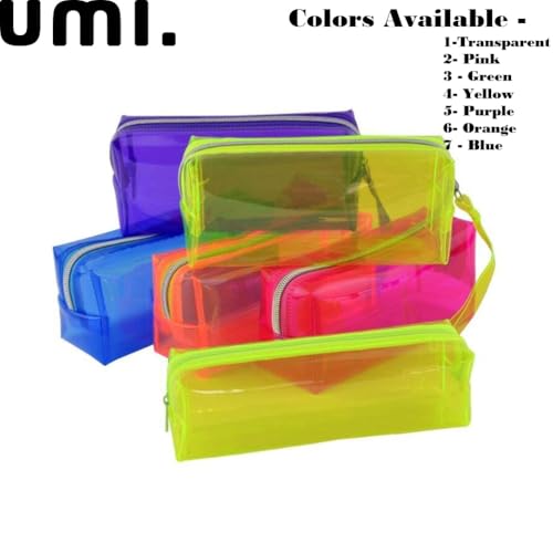 Image of Amazon Brand - Umi Clear Pencil Pouch PVC Large Pencil Case Zippered Waterproof Stationery Pouch for Students Yellow,Pencil Case,Office Supplies (Green)