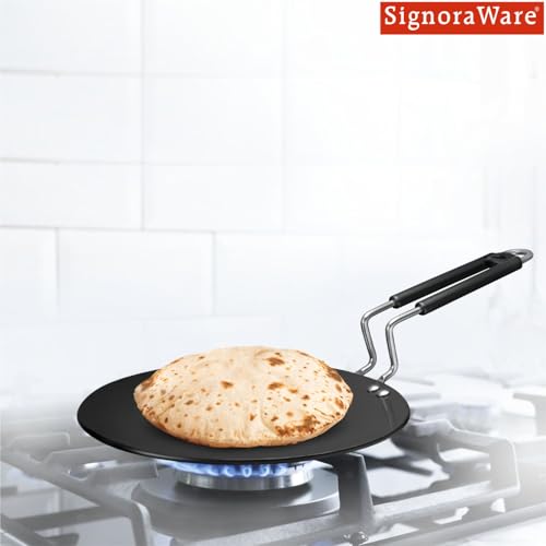 Image of Signoraware Opulent Concave Non Stick Roti Tawa | Gas & Induction Compatible | Prevent Sticking & Burning | Best for Everyday Use | Ideal for Making Chapatis, Dosa, Paratha & Pancakes (28cm | Steel)