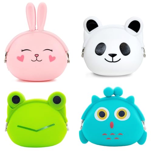 Cute Small Animal Coin Purses Women Girl Gift Bag with Clasp Kiss Lock Clasp Change Pouch Mini Coin Wallet Vintage Trinkets Pouch - Pig,Panda,Frog,Owl