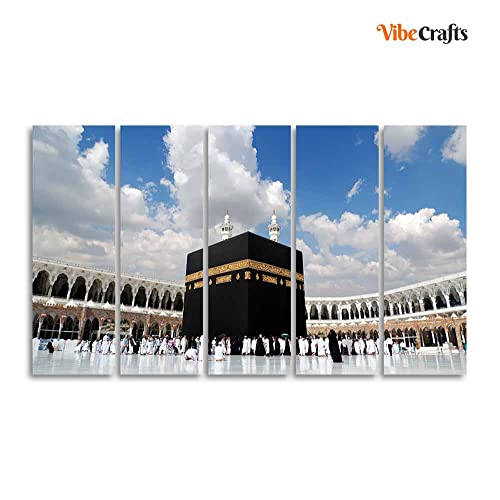 Image of VIBECRAFTS Masjid Al Haram Wall Painting of Five Pieces Set For Home|Office|Living Room|Gift (PTVC5Pcs4 8585)
