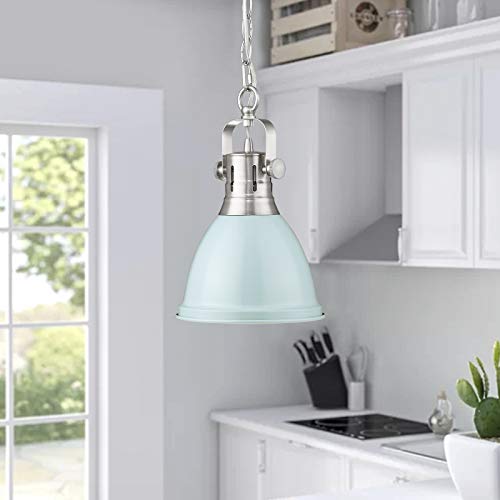 Emliviar Mini Pendant Light 8 Inch, Modern Metal Hanging Light in Blue Finish, 4054M SF - Image 3