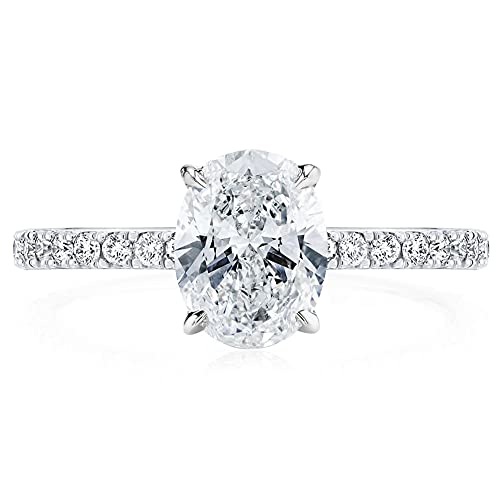 Bo.dream 2Ct Oval Cut Cubic Zirconia Cz Engagement Ring Rhodium Plated Sterling Silver Size 6 #TOP13