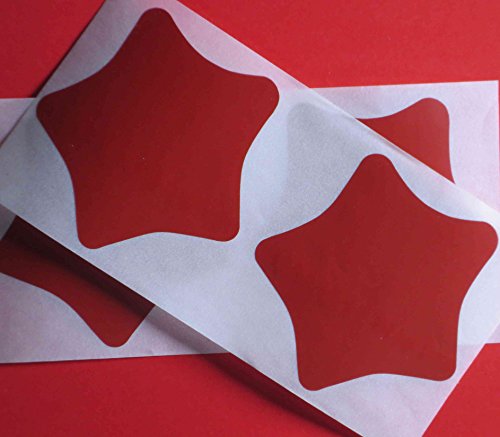 25 Rubbel Etiketten Sterne Rot 60x60mm, Scratch Off Label Red