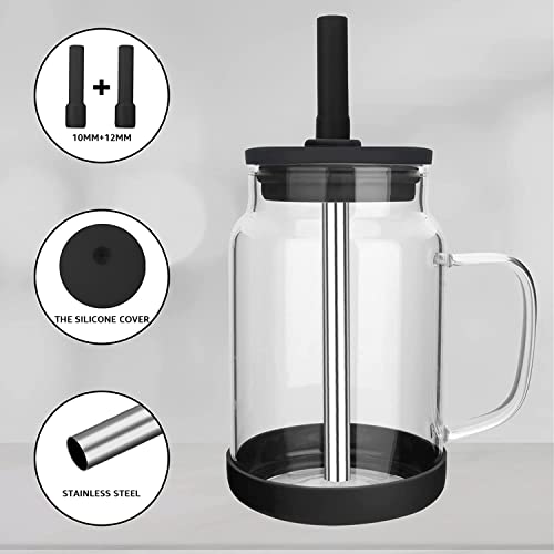 Tronco 20Oz Glass Tumbler With Straw Handle And Lid Iced Coffee Mug Reusable Boba Cup Smoothie Beer Drinking Jars With Anti Slip Bumper For Kids Adults,Bpa Free #TOP7