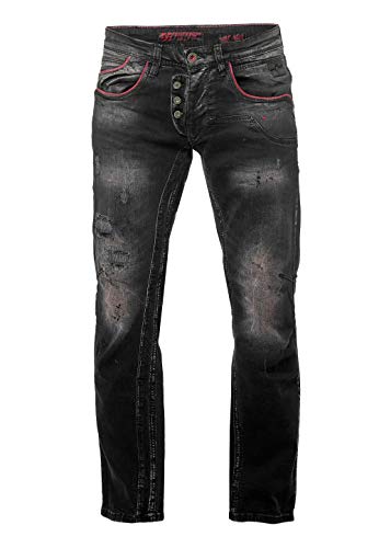 Rusty Neal Jeans Herren Jeanshose Designer Stretch Denim Pants Regular Fit Black Used 39, Farbe:Anthrazit, Größe Jeans L32 + L34:29/32 Cover