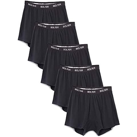 Bolter Men’s 5-Pack Cotton Stretch Boxers Shorts (XX-Large, Black) Cover