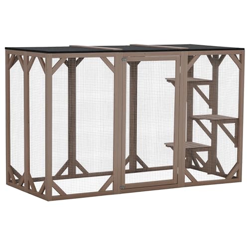 PawHut Wooden Outdoor Half Height Catio