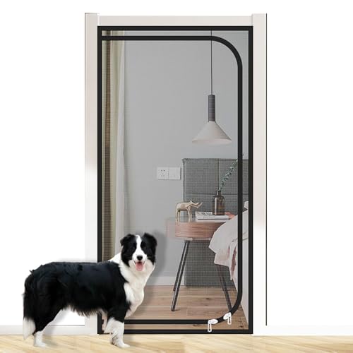 Custom Size Fly Screens for Doors Anti Mosquito Fly Curtain, Removable Door Screen Mesh, Insect Protection Door Net for Living Room Bedroom, Keep Fly Bug Out (W*H:140 * 240cm,Position 4)