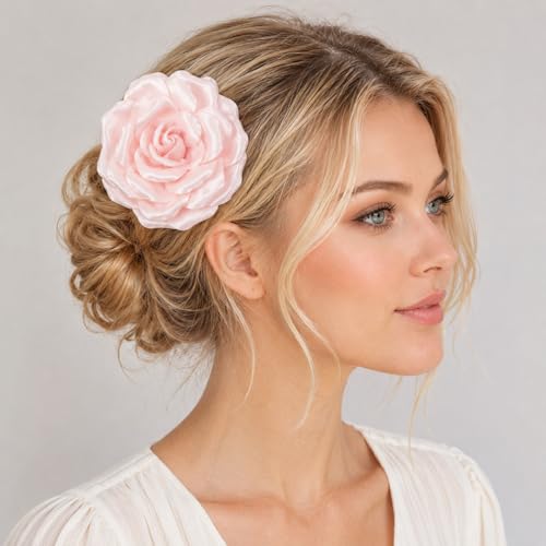 Image of 4.3 inch Red Rose Hair Clip Large Flower Brooches for Women | Charming Flowers Pins for Clothes | Turn Heads with Stylish Rose Hair Clip Flower Brooch Pin for Clothes & Clips for Woman