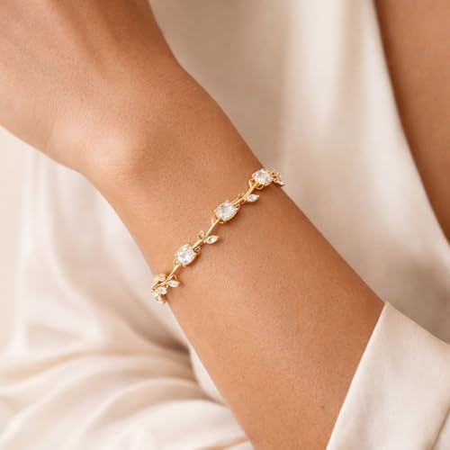 Image of Trending Tulip Bracelet for Women Stylish | Silver and Gold Toned Crystal Floral Tulip Bracelet for Girls & Women | Rapunzel Inspired | Romantic Gift Jewellery