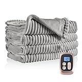 Electric Heated Blanket 72'x84' Full Size with 10 Heating Levels and 12 Hours Auto-Off Large Oversized Heating Blanket with Soft Plush Fabric for Bedding - Grey