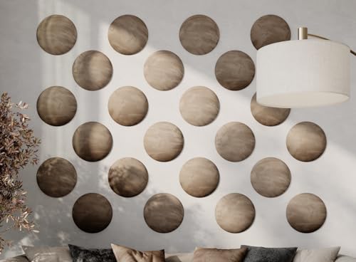 4-Pack Soft Velvet Acoustic Wall Panels for Bedroom (ROUND, 25x25cm, Beige) miniatura 1