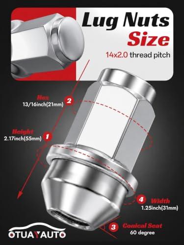 Image of OTUAYAUTO M14x2.0 Lug Nuts, Replacement for 2004-2014 Ford F150