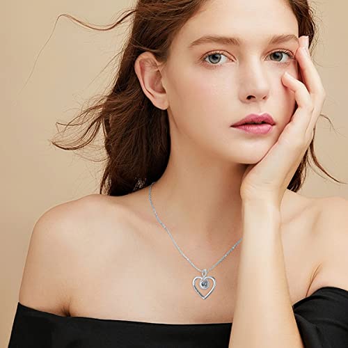 Dorunmo Personalized Photo Picture Projection Pendant Necklace I Love You Necklace 100 Languages 925 Sterling Silver Infinity Heart Pendant Necklace Jewelry Romantic Gifts For Girlfriend Women Birthday Christmas #TOP5