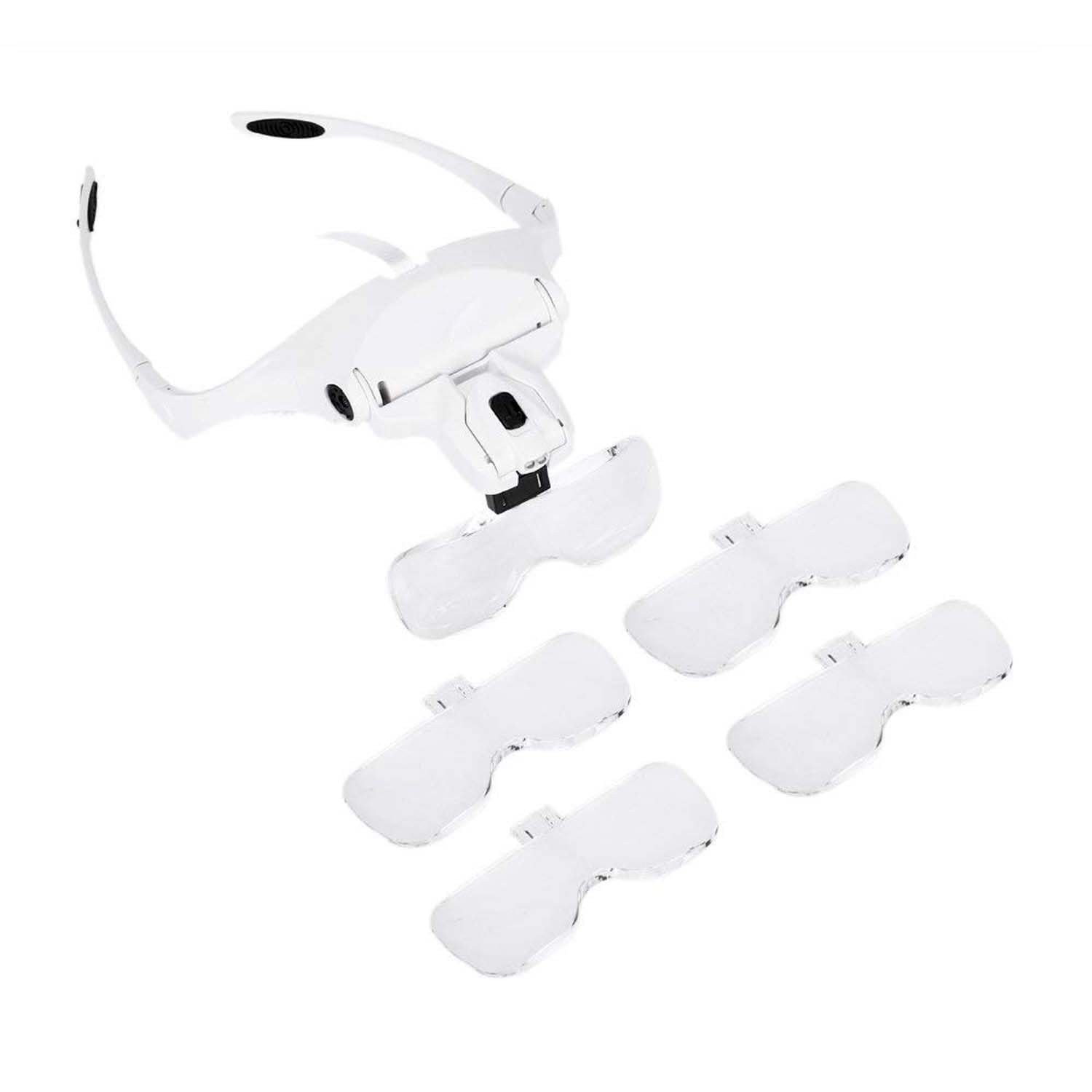 Adjustable 5 Lens Dentist Loupes LED Light Headband Magnifier Glass Dental Magnifier Surgery Binocular Glass 1.0X 1.5X 2.0X 2.5X 3.5X