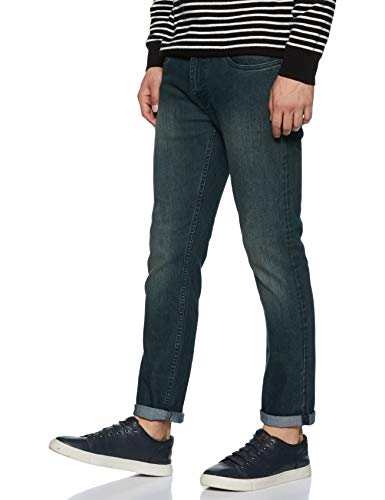 Image of Amazon Brand - Inkast Denim Co. Men's Relaxed Stretchable Jeans (IN-SS-154 Petrol Green 28)