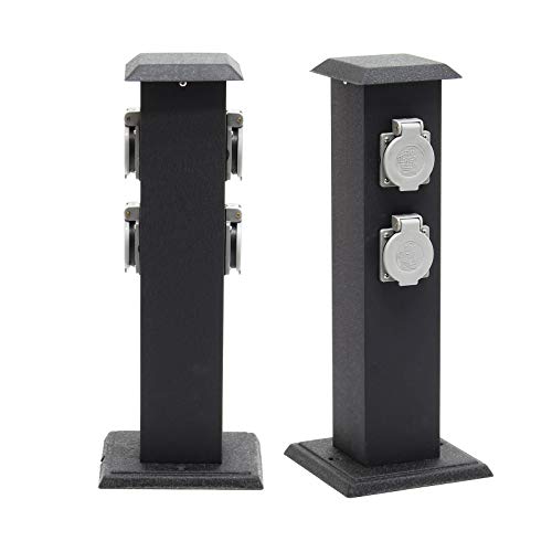 Wiltec Multiprise de jardin quadruple – 4 prises – 155 x 155 x 405 mm – Design colonne...