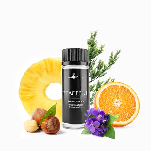 Peaceful by Aromely Essential Diffuser Oil Blend - Signature Diffuser Aroma Scent - Luxurious Fragrance with Notes of Pineapple, Green Leaves, Oranges, Papaya, Lemon, Cardamom, Amber and Musk (50ml)