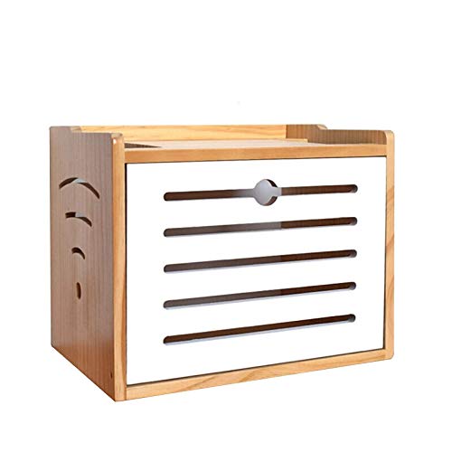 Router Regal, Wand Montage WiFi Router Aufbewahrungsboxen Holz, WLAN Box Wand, Kabel Verstecken Box, Kabelbox Groß, Schreibtisch Kabelmanagement