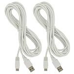 Fasizi 2PCS 3Meter extra long USB Power Cable for Wii U GamePad (10 feet / 3 meter) - White