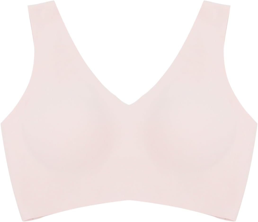 Women's Wireless Push Up Bra Soft Support Seamless Comfortable Wire Free Bralette X-Large Pink