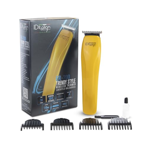 Italian Design - Cortapelos Profesional para hombre - Corte Preciso en Cabello y Barba - Inalámbrico con Batería Recargable 60 Min - Peines Ajustables - Motor Silencioso - Cuchillas Acero