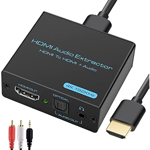 HDMI 4K HDMI Audio Extractor to 3.5mm Optical Auxiliary Audio Adapter Splitter Converter Compatible with HDCP Dolby Digital DTS 5.1 PCM Cover