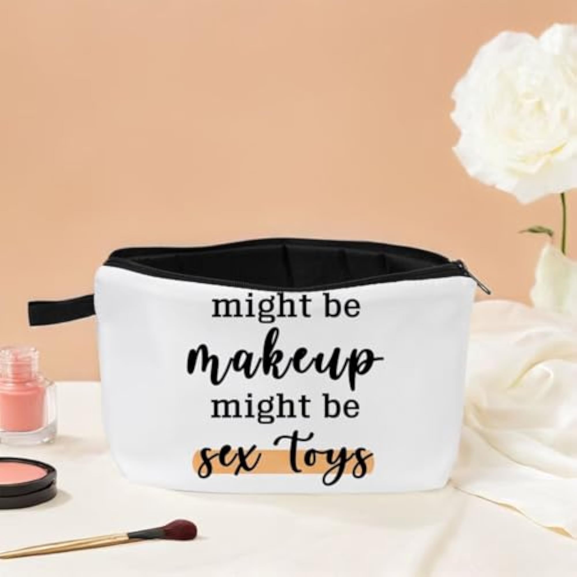 Might Be Makeup Text Print Women Zipper Makeup Bag