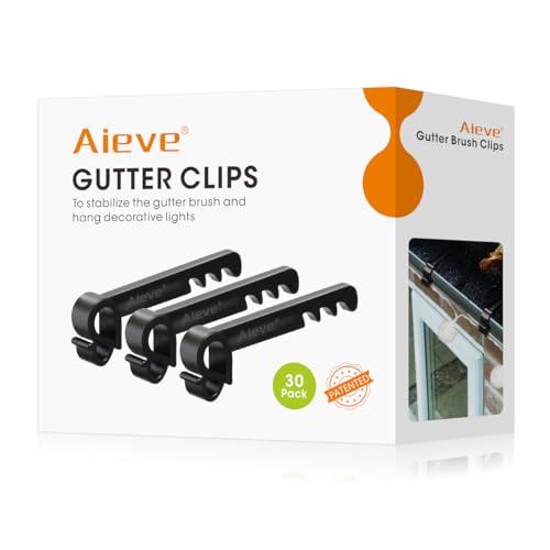 Aieve 30 Pack Gutter Brush Clips, Leaf Guard Fixing Clips Hook for Hanging Outdoor String Lights, Keeps Gutter Brush in Place