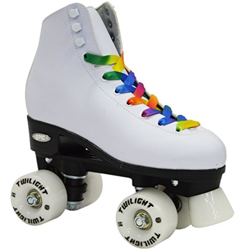Epic Skates Epic Allure Light-Up Quad Roller Skates, White, Ladies 8 #TOP3