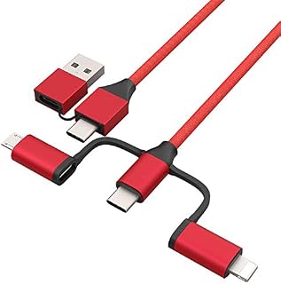 7PETAL Multifunction 5in1 Fast Sync Charger Cable, Interchangeable 2in1 USB A/C to 3in1 Light/Type C/Micro USB Cable Compatible with Mobile Phone