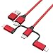 7PETAL Multifunction 5in1 Fast Sync Charger Cable, Interchangeable 2in1 USB A/C to 3in1 Light/Type C/Micro USB Cable Compatible with Mobile Phone
