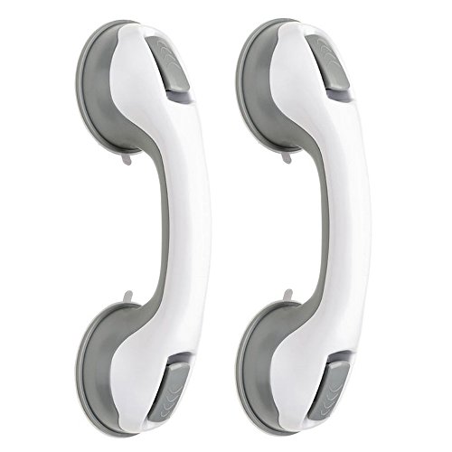 2 Piezas Apoyabrazos del Cuarto de Baño Asa de Baño de Ducha Portátil No Requiere Perforación para Niños y Ancianos (Gris)