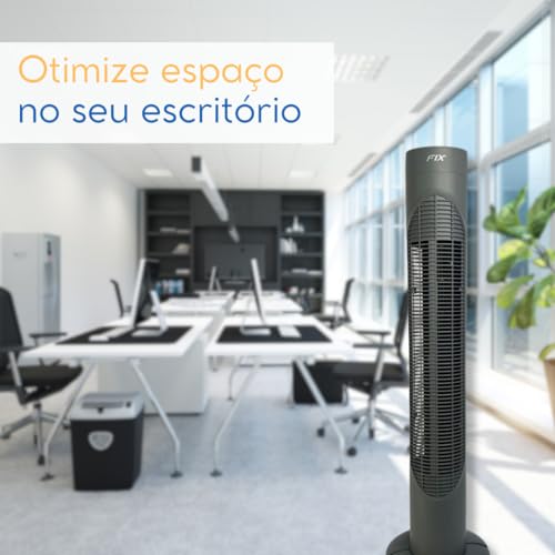 Circulador Ventilador de Torre com 3 Velocidades Ajustáveis, 55W, Super Silencioso, Modelo Slim Comp