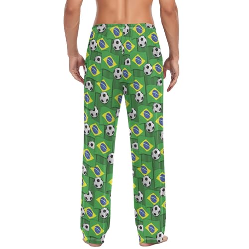 Brazil Flag Soccer Balls Mens Pajama Pants Lounge Bottoms Soft Sleep Pants M4