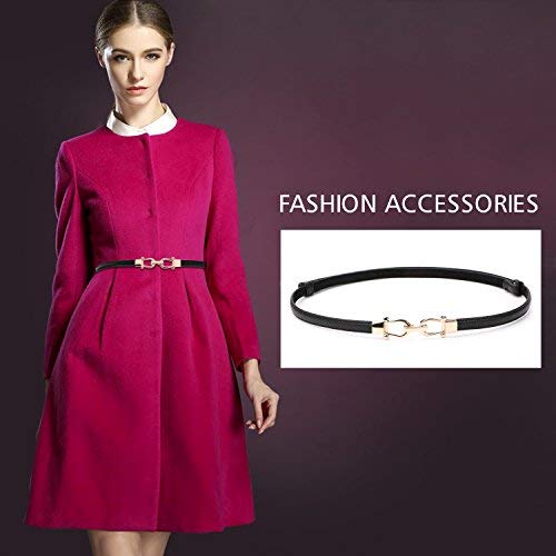 Jasgood Leather Skinny Women Belt Thin Waist Belts For Dresses Up To 37 Inches With Golden Buckle 2 Pack(Black+White,Waist Size Below 37 Inches) #TOP5