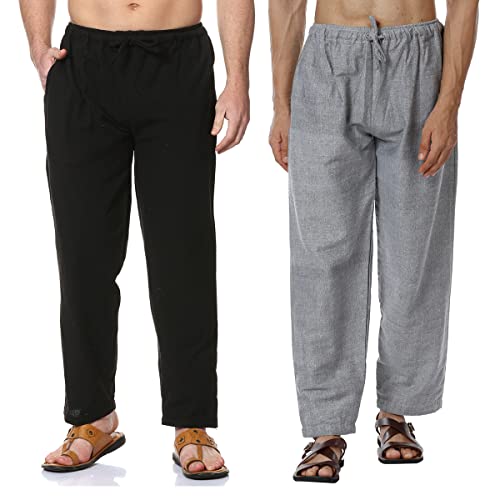 Image of Aatman One Size Men's Eco-Friendly Cotton Pyjama Pack of 2 | Fits Waist Size 28 to 36 Inches