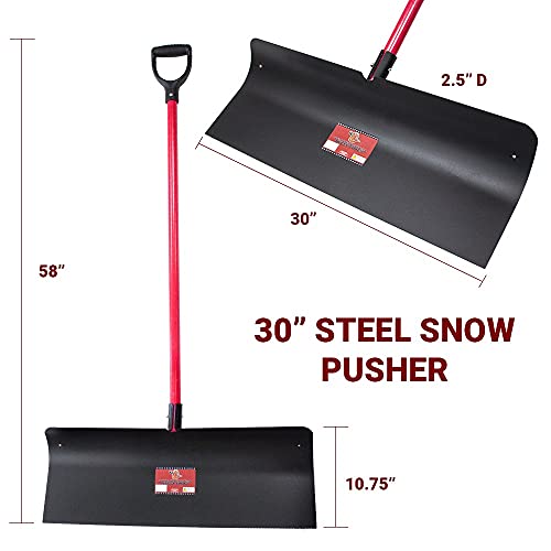 Bully Tools 92819 Steel Snow Pusher With Fiberglass D-Grip Handle, 30" #TOP6